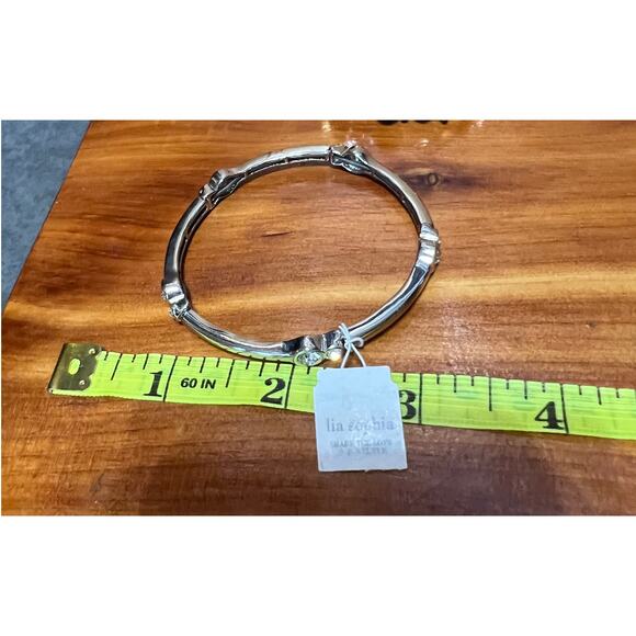 Lia Sophia Stretch Bracelet Rhinestone Bangle Layering Piece Silver Tone NEW - Picture 6 of 6